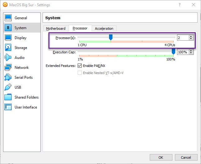 Customize macOS Big Sur Virtual Machine Settings