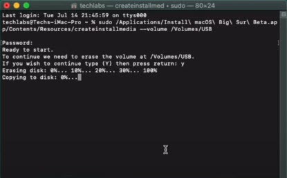 Run macOS 11 Big Sur Bootable Commands