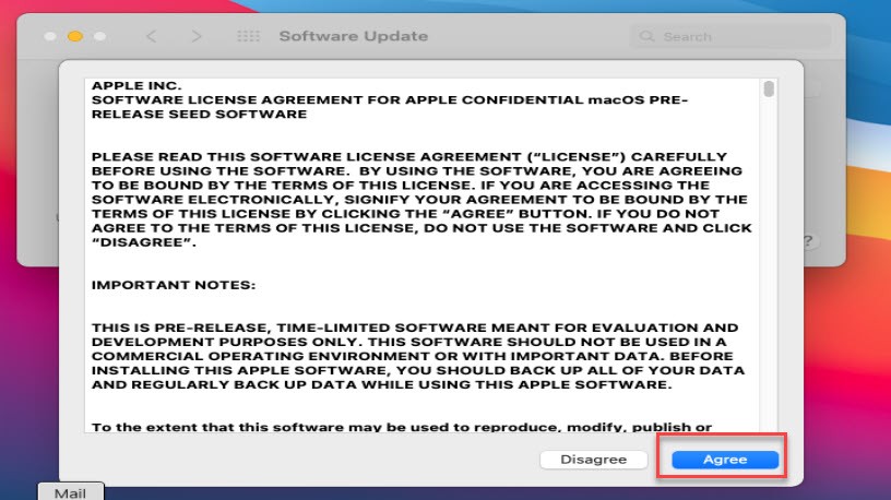 Agree to the Software Terms and Conditions