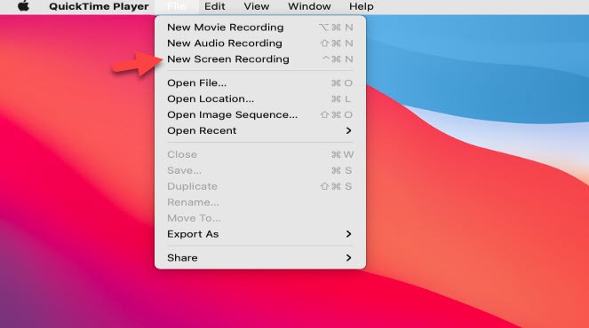 Start New Screen Recording on MacOS Big Sur