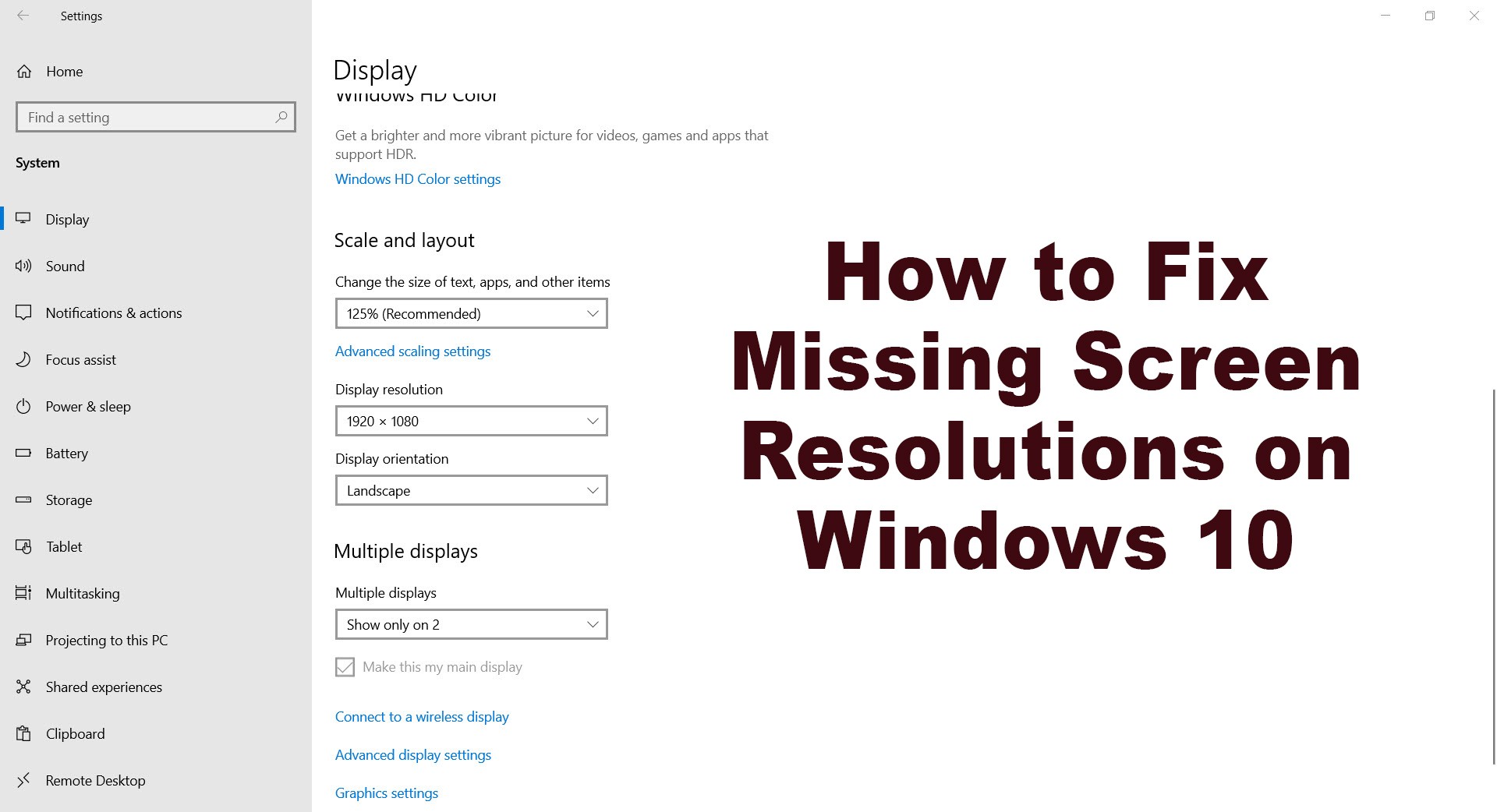 How to Fix Missing Screen Resolution on Windows 10