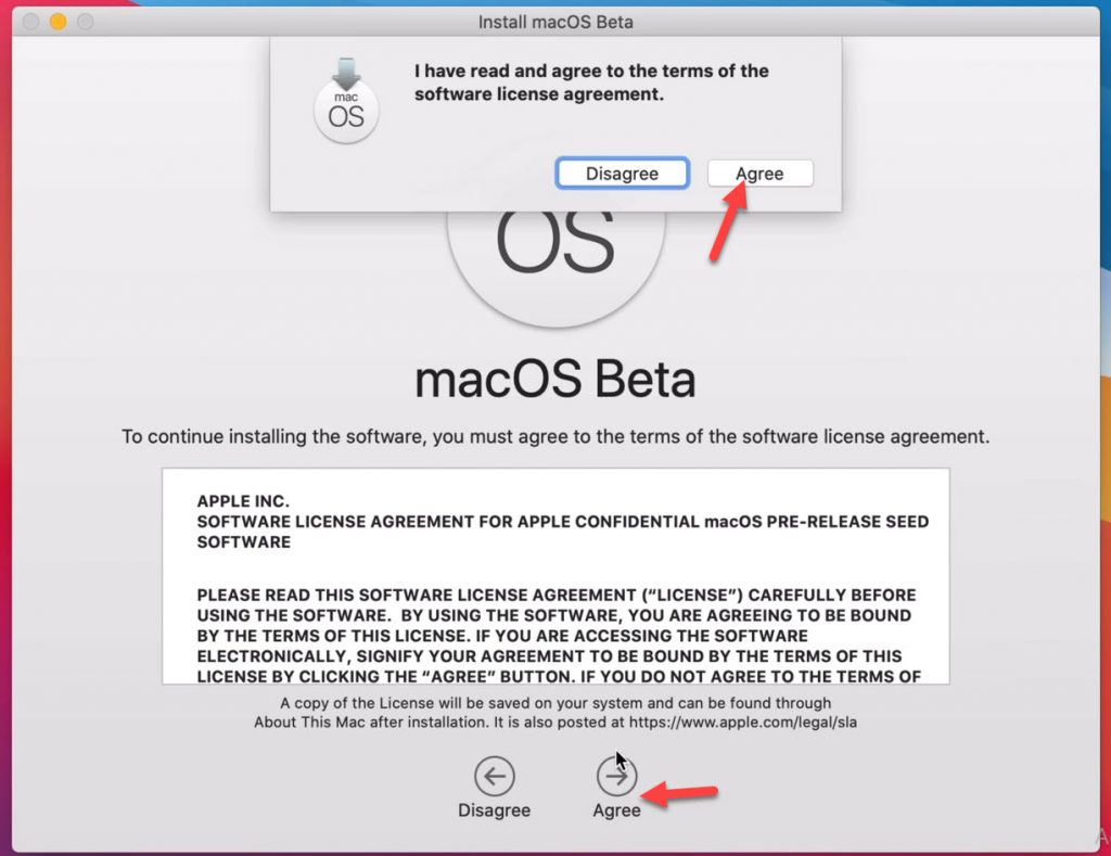 Agree to MacOS Big Sur Software terms