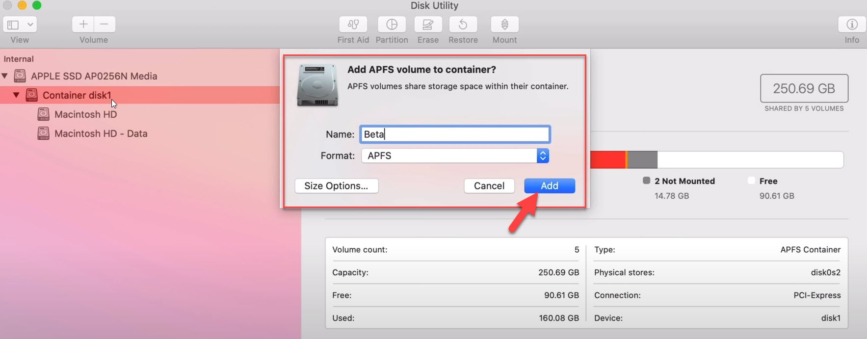 Create A New Seperate APFS Volume