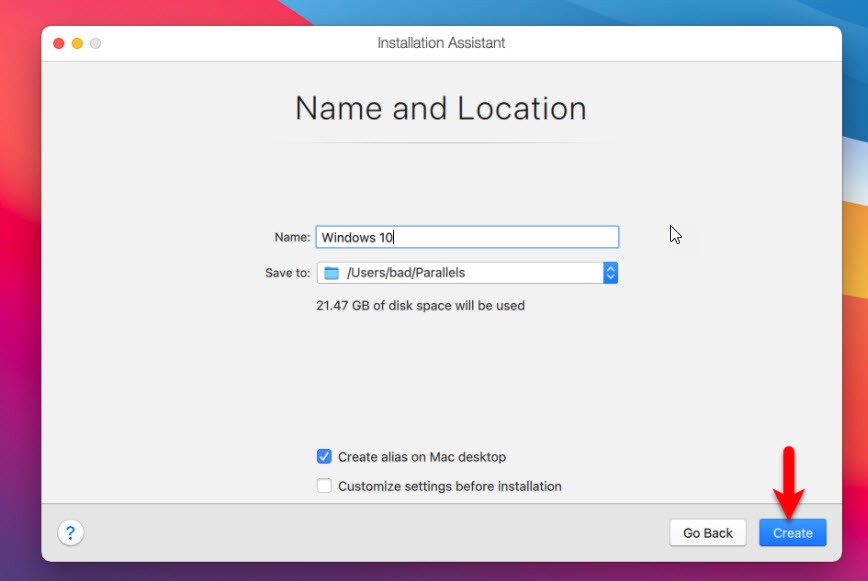 Windows 10 Installation name and location