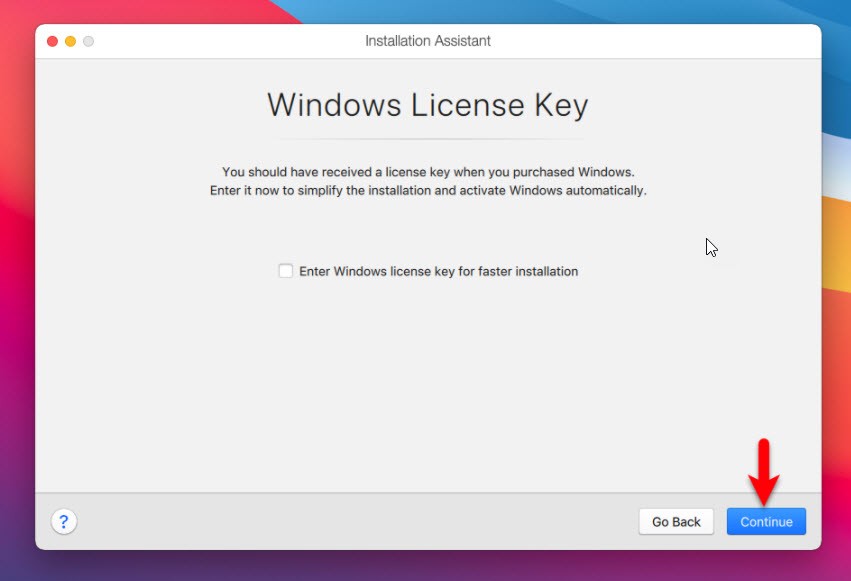 Enter Windows License Key