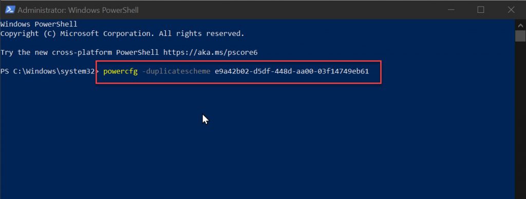 Display Ultimate Performance with Powershell