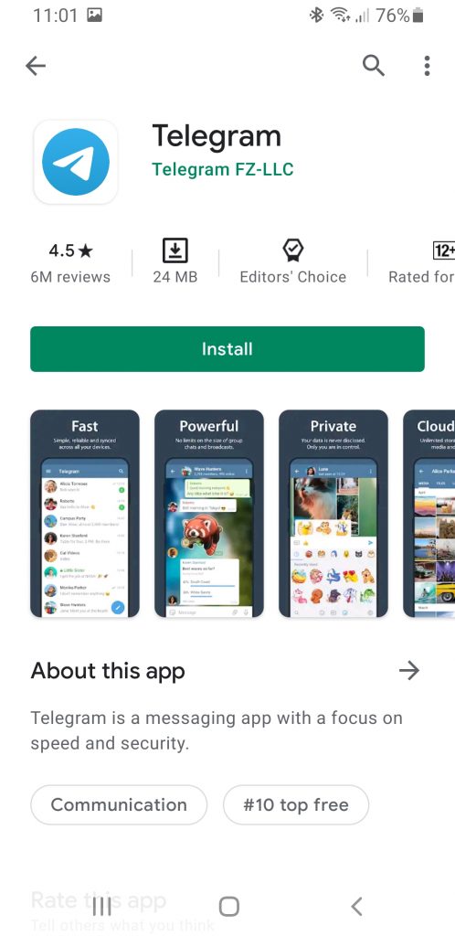 Install Telegram on Android Phone