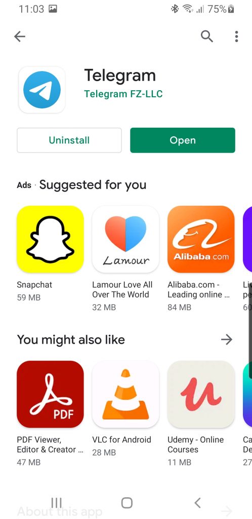 Open Telegram on Android Phone
