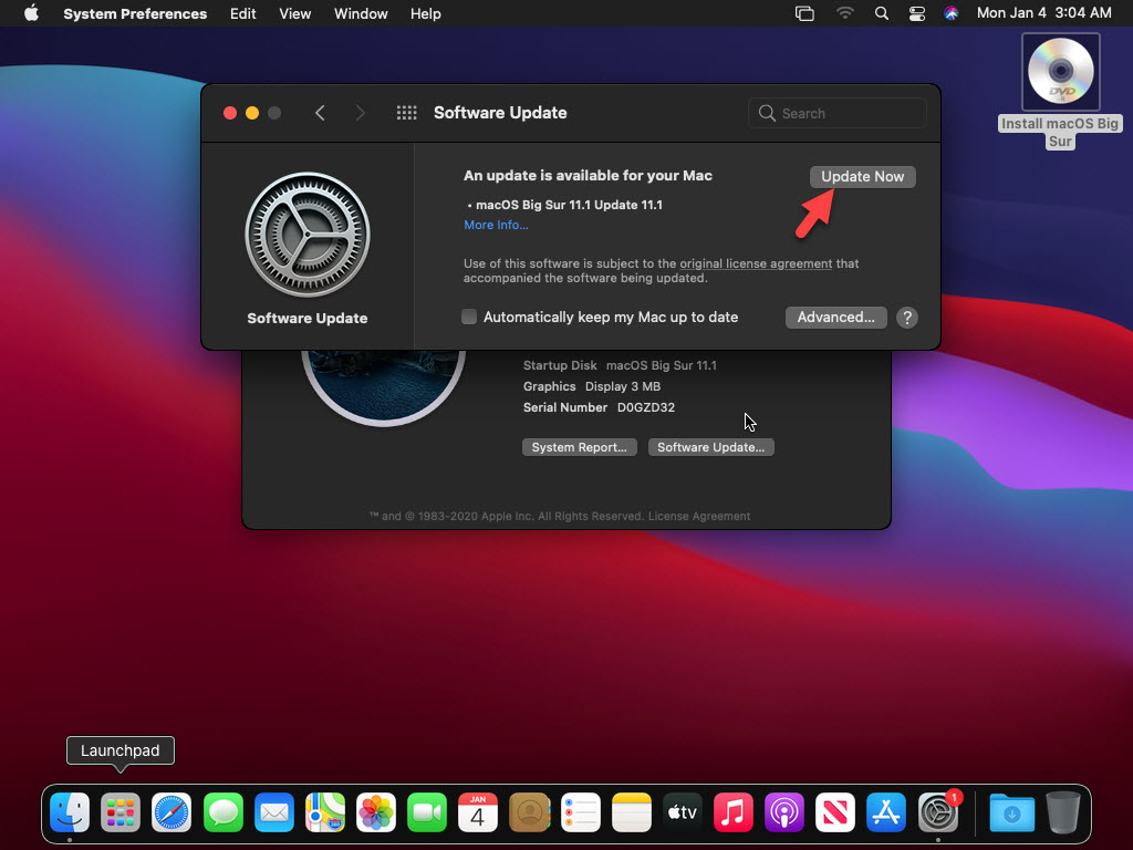 Update macOS Big Sur to 11.1 Version