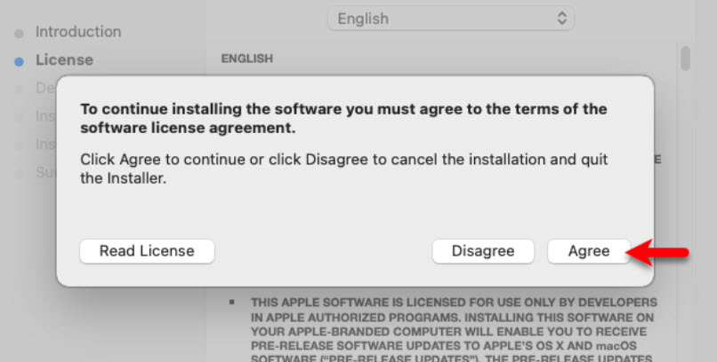 Agree to macOS Monterey Terms and Condition