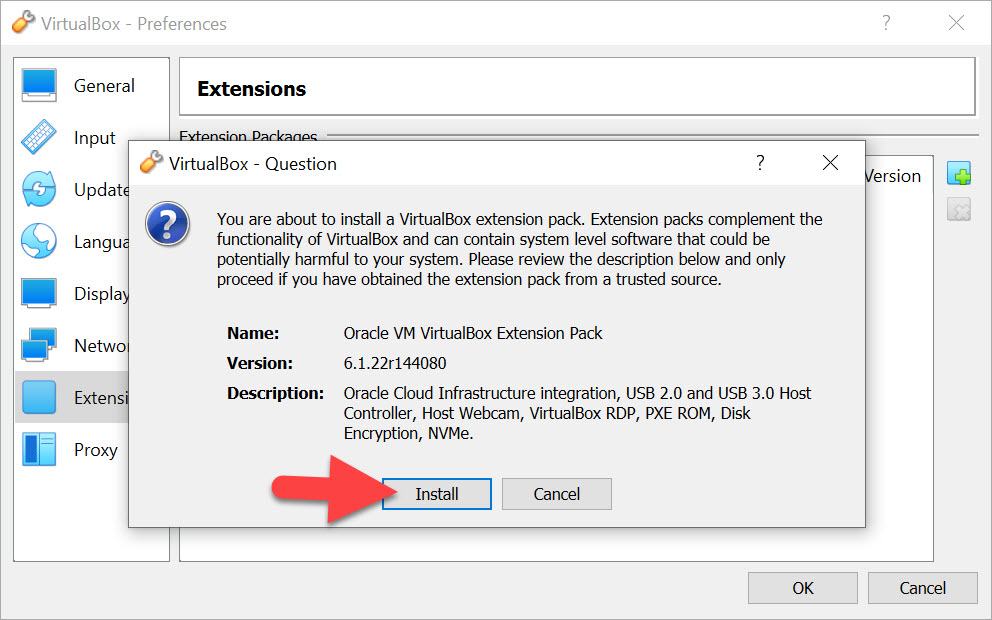 Install Virtualbox Extension