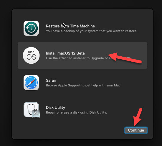Install macOS 12 Beta from Recovery Mode