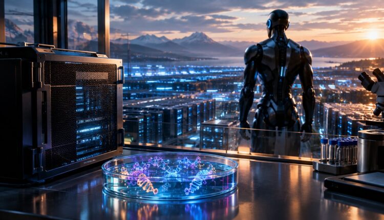 AI extinction risk concept showing artificial intelligence and real-world safeguards
