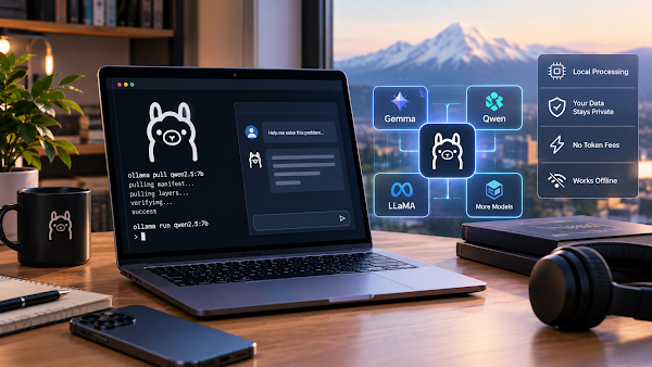 Local AI models running with Ollama on a developer workstation